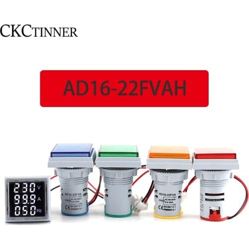 Digital Indicator Lamp 3in1 22mm Voltmeter Ammeter Current Frequency Meter Voltage Amp Signal Signal Lights 60-500V 100A 20-75Hz