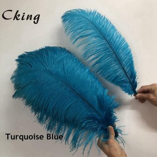 Cking 100pieces natural Turquoise Blue Ostrich Feathers 15-60cm /6-24" Wedding Christmas Decorations DIY thin rod ostrich plumes