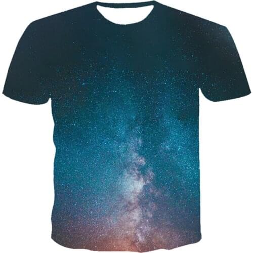 Summer Short Sleeve T-shirt Star Funny Night Sky Shirt Space 3D Printing Tshirt Clothing Tees Men Women Casual Top Tee Children