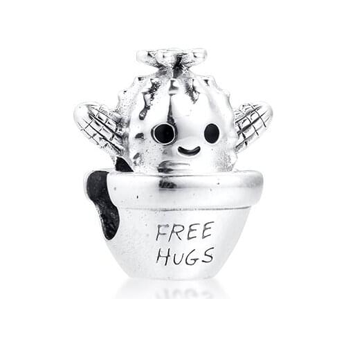 GPY Free Hugs Cactus Charms 925 Original Fit Pandora Bracelet Sterling Silver Beads for Jewelry Making DIY Women Gift