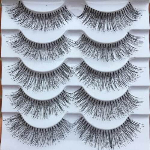 YOKPN Hand-made Transparent Stem False Eyelashes Soft Cross Natural Long Eye Lashes Daily Makeup Tools Art Fake Eyelashe 5 Pairs