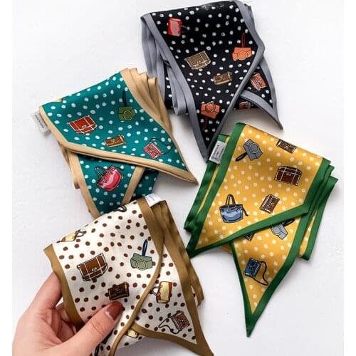 KOI LEAPING Aesthetic fashion Houndstooth printing long silk scarf female decorative scarf headband tie wrist strap bag belt