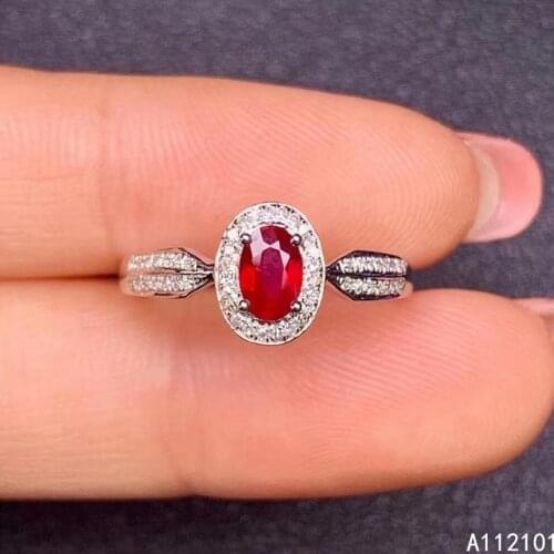KJJEAXCMY fine jewelry S925 sterling silver inlaid natural gemstone ruby new girl elegant ring support test Chinese style