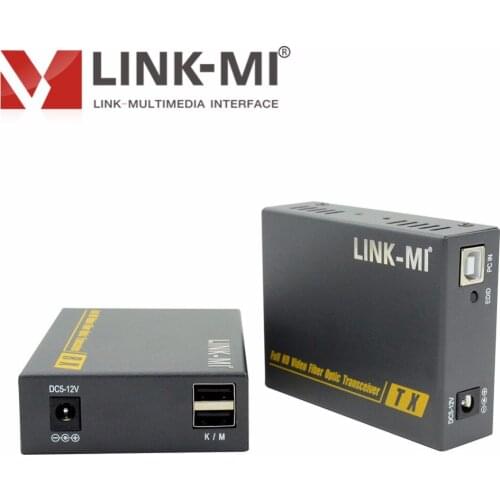 LINK-MI THF123HKM 2km HDMI+USB KVM Fiber Optic Extender, RS232, EDID, 4K, 3D/LC/ Single Mode 3840x2160@30Hz