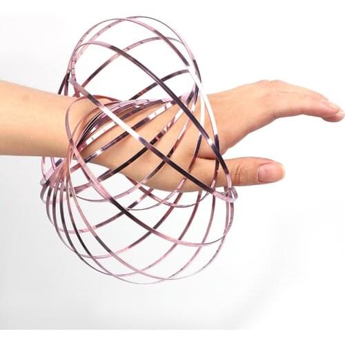 Metal Rainbow Circle Funny Classic Wave Spring Magic Bracelet Aniti-stress Magic Toroflux Flow Ring Kinetic Spring Gift Toys