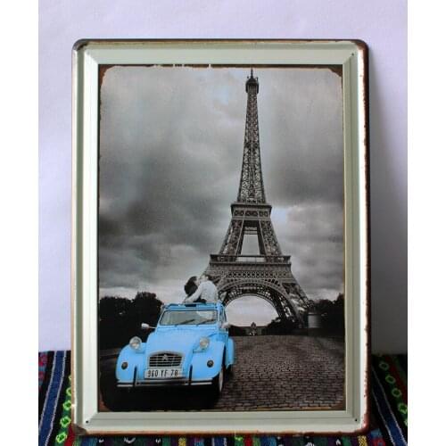 30pcs/lot Metal Sign shabby chic Eiffel tower paris sign Metal Painting Art decoration Home Bar Vintage Metal Tin Signs N-82 Mix