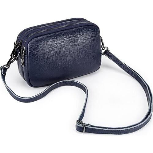 Fashion Black/Blue 4 Colors Mini Shoulder Crossbody Purses Genuine Cow Leather Women Phone Coin Wallets New Lady Money Handbag