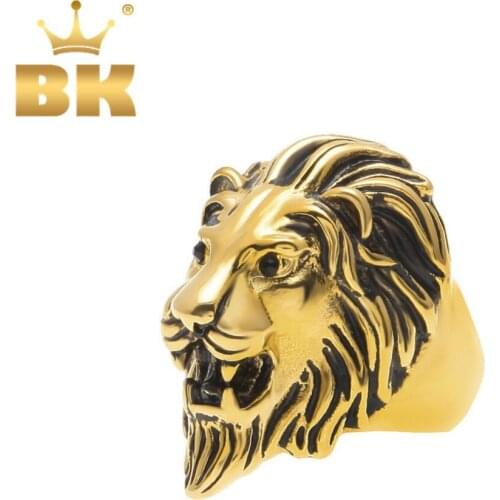 THE BLING KING Vintage Punk Tiger Head Rings For Men Stainless Steel Hiphop Party Gold Color Animal Biker Ring Fashion Jewelry