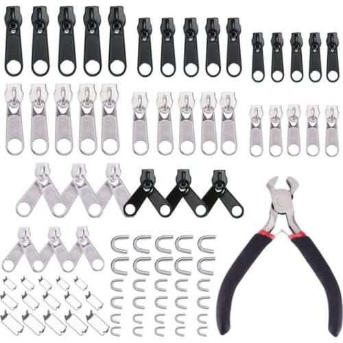 84pcs Zippers Repair Kit with Zipper Install Pliers Home Sewing Replacement Zipper Clothing Bags Toys Repair Replacement Zipper