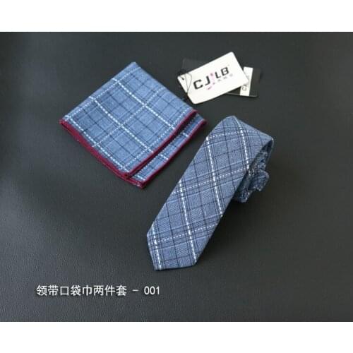 New cotton plaid tie pocket square two-piece suit square scarf casual trendy wedding groom bow