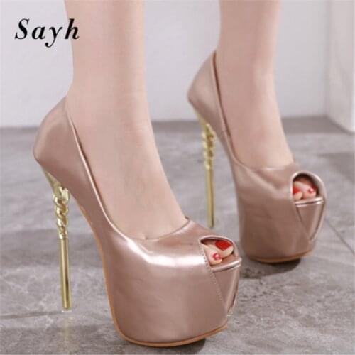 Super High Heels For Women Pumps Shoes High Platform Sexy Stiletto Female Patent Leather Extreme High Heels Ladies Fashion