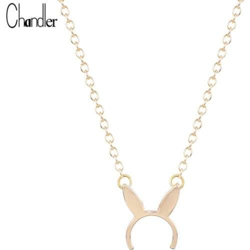 Chandler Brand Plated Rabbit Bunny Ears Pendant Necklace For Women Animal Collar Bridal Dubai Trendy Jewelry Bijoux