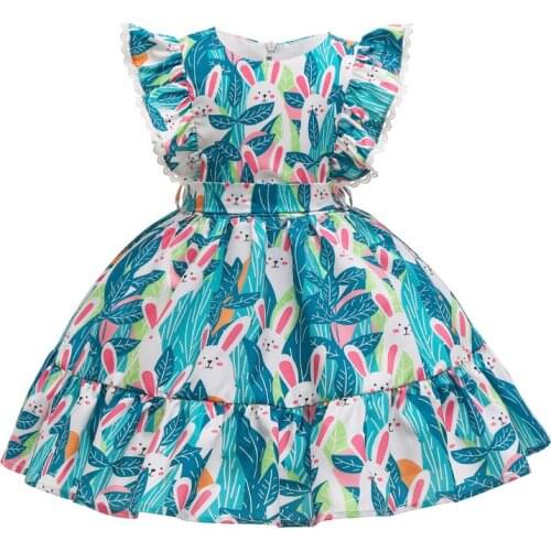 Easter Clothes 2021 Summer New Rabbit Printing Little Girl Princess Dresses For Girls Dresses Childrens Casual Dress 3-10 Years