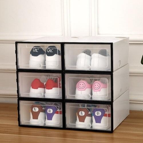 6pc Transparent Shoe Box Btorage Shoe Boxes Thickened Dustproof Storage Box Shoes Organizer Superimposedcombination Shoe Cabinet