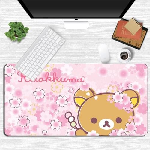 Cute Keyboard Gaming Mousepad Durable Rubber Locking Edge Large Cartoon Rilakkuma Mouse Pad Otaku Laptop Fashion Office Desk Mat