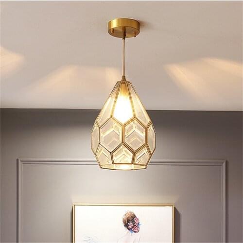 Nordic Cellular Glass Copper Chandelier Porch Lamp Balcony Chandelier Bedroom Lamp Free Shipping