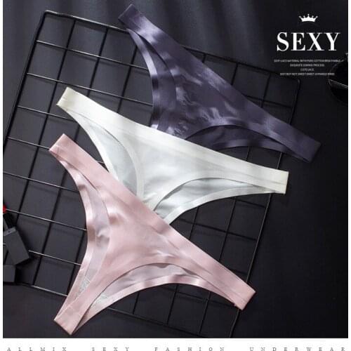 3 Pieces Smooth Sexy Thongs Women Panties Bikini Sexy Viscose Fiber Low Waist Solid Seamless Women Underwear Cool Pink T-Back