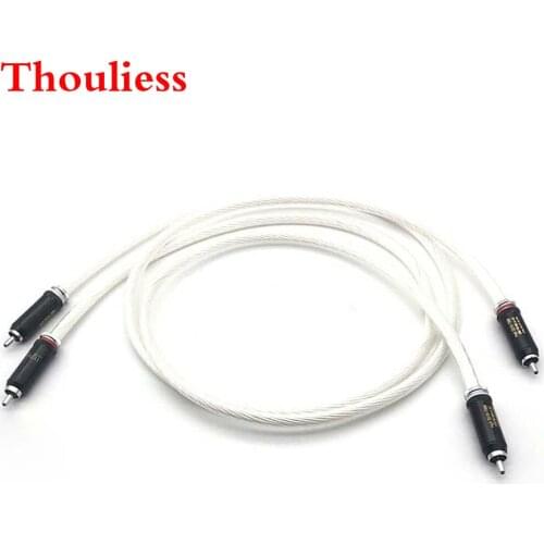 Thouliess HIFI 7N OCC Copper Silver Plated 2RCA to 2RCA Cable RCA plug to RCA Male Audio Cable for Amplifier CD DVD player
