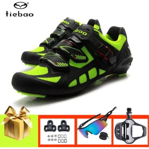 Tiebao Men Sapatilha Ciclismo Cycling Sneakers Breathable Self-locking Flat Shoes Add Pedals Sunglasses Wear-resistant Racing