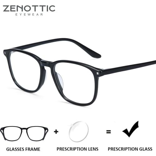 ZENOTTIC Brand Acetate Glasses Frame Men Square Optical Myopia Eyewears Anti Blue Light Lens Prescription Eyeglasses Frames