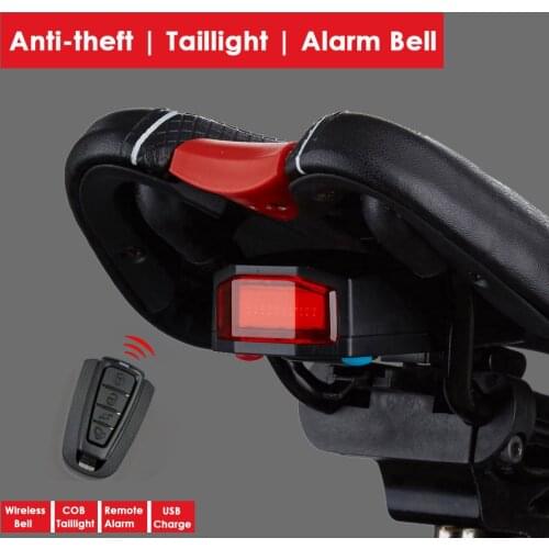 Bicycle Rear light Anti-theft Alarm Lock Bike Wireless Remote Control Antusi Bell Cycling Safety Taillight Smart Lamp Torch