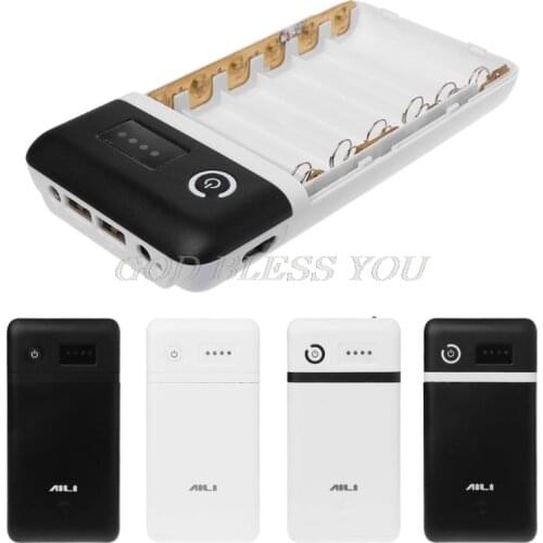 Dual USB QC 3.0 6x 18650 Battery DIY Power Bank Box With LED Light DC 9V 12V Charger For iPhone Xiaomi Cell Phone Tablet