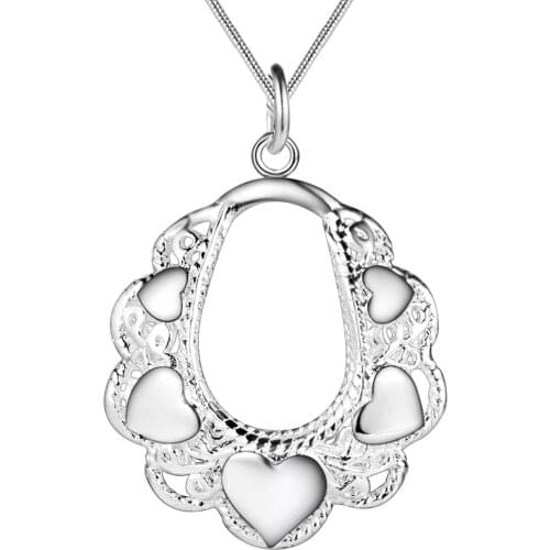 Wholesale Charm Silver Color Pendants For Women Fashion Jewelry Necklace Lady Fashion Jewelry Pendant Flower Basket AN089