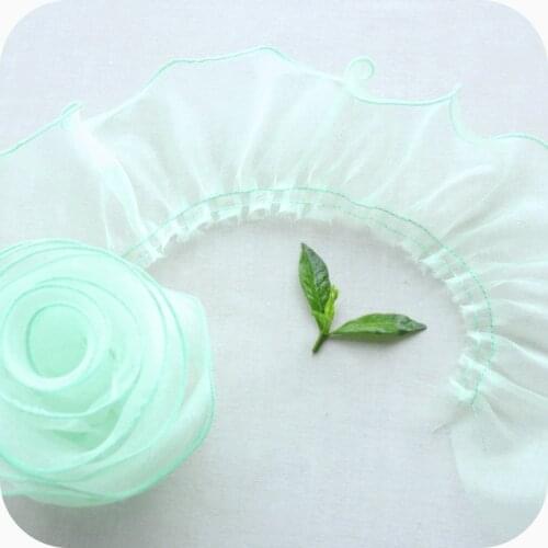 1M Chiffon Lace Trim Tulle Pink Green Mesh Lace Fabric Wide 10cm Ribbon Guipure Supplies Sewing Dress Accessories encaje LX35