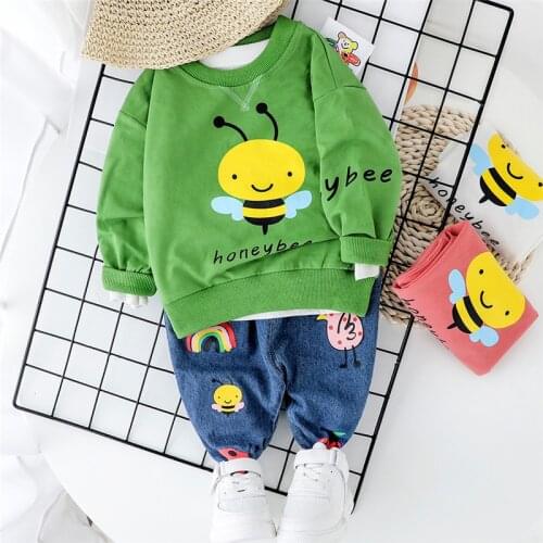 Children Casual Clothes Suit Spring Kids Boys Girls Cartoon BEE T Shirt Pants 2Pcs/sets Baby Toddler Clothing Infant Sportswear