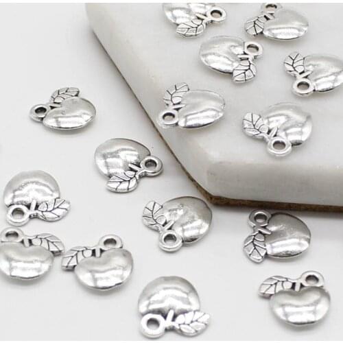 20 pieces of apple pendant 10x10mm Tibetan silver jewelry pendant vintage keychain bracelet DIY metal jewelry charm handmade cra