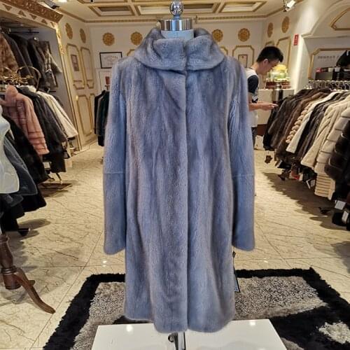 2020 blue Birdie mink fur coat Imported velvet loose real fur mink fur coat Italian fashion design mink coats women KS014
