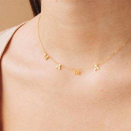 2021 New fashion temperament stainless steel initial letter necklace personalized MAMA pendant for mother gift jewelry