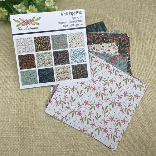 24 sheet 6"X6" Autumn flower patterned paper Scrapbooking paper pack handmade craft paper craft Background pad