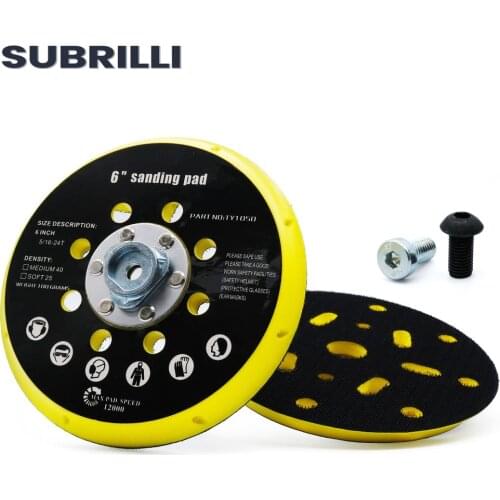 6 Inch Multi-Functional Sanding Backing Plate Random Orbit Polishing Sander Disc With 5/16"*24 M8 Thread Screw Backer Pad