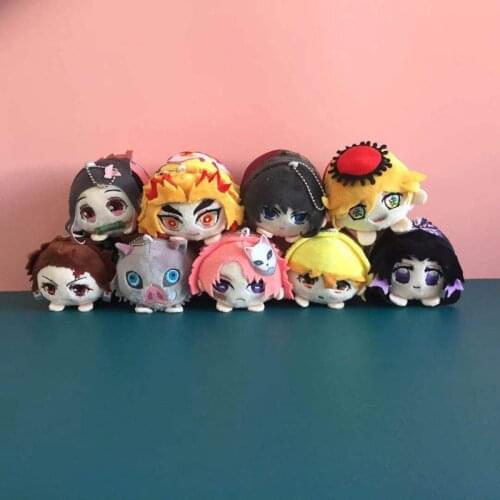 9 Style 10CM Demon Slayer: Kimetsu no Yaiba Sabito Agatsuma Zenitsu Cosplay Cute Plush Dolls Figure Keychain Bags Pendant Toy