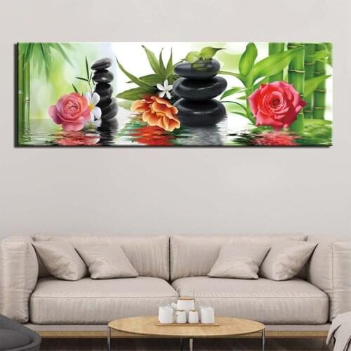 Bamboo black stone flower large 5d diy diamond paintings full square round drill diamond embroidery picture mosaic kitsZP-1183