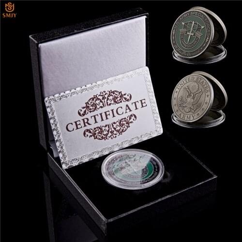US Army Special Forces De Oppressoliber Military Green Beret Liberate USA Challenge Coin W/Luxury Box