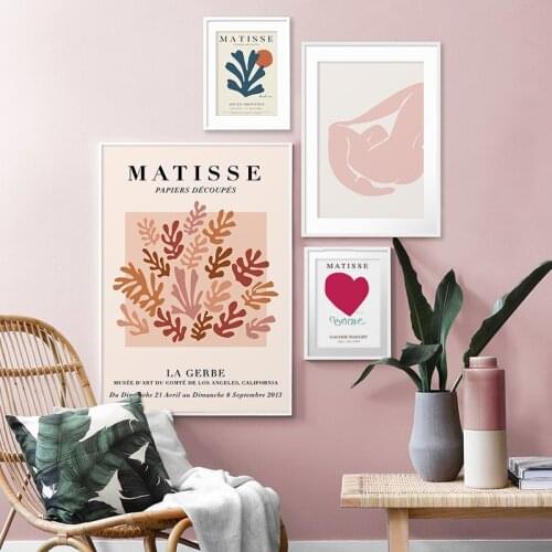 Henri Matisse Abstract Illustration Canvas Painting Cut Out Print Vintage Exhibition Poster Beige Wall Art Pictures Home Decor