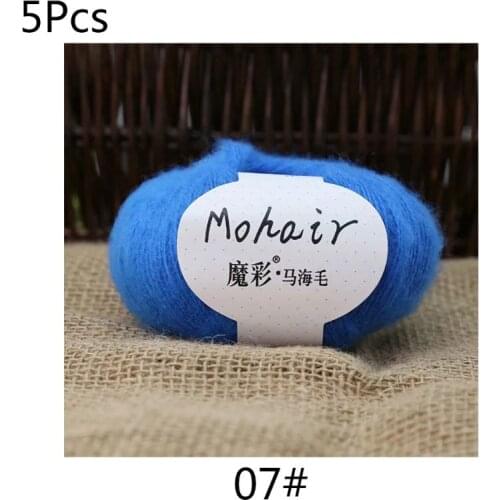 B0KB 5 Rolls 125g Soft Thin Angola Mohair Yarn Fine Baby Wool Hand Knitting Crochet DIY Sweater Scarf