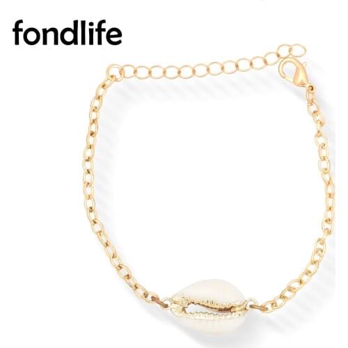 White Cowrie Seashell Link Chain Bracelet Women 2021 New Fashion Simple Shells Good Quality Boho Chic Summer Jewelry Gift