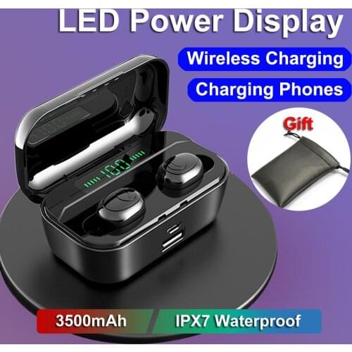 Wireless Headphones Bluetooth Earphone Earphones Gaming Headset Sport Ture Wireless Earbuds with 3500mAh Charger IPX7 Waterproof