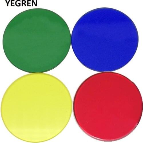 Biological Microscope Optical Color Filter Diameter 35 mm Blue Green Yellow Red Transparent Glass Sheet Microscope Accessories