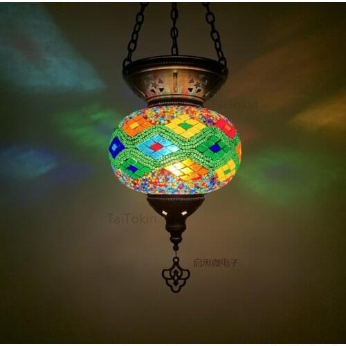 Big size Turkish mosaic pendant Lamp vintage art deco Handcrafted lamparas de mesa Glass romantic light lamparas con mosaicos