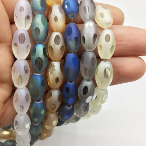 Eruifa 20pcs 8*12mm Oval Matt 6 spots Galss Beads Charms Pendant Jewelry DIY Hand making Earring Necklace Bracelet more colors