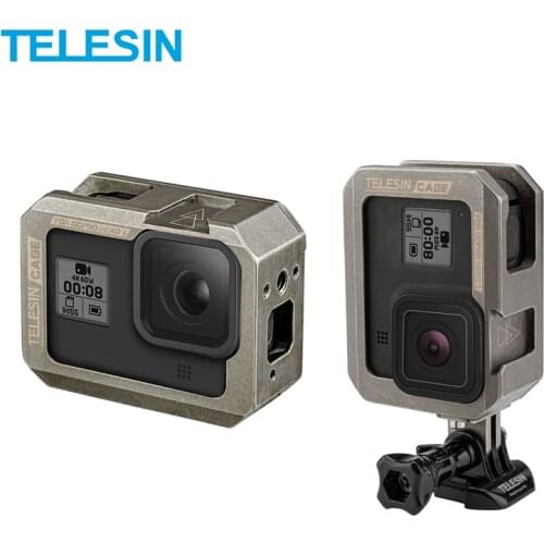 Telesin Vertical Horizontal Aluminum alloy Cage metal frame mutl-function case for go pro 8/7/6/5 Vlog action camera accessories