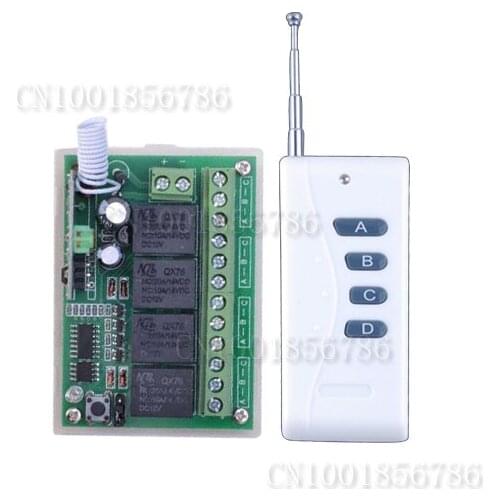 DC 12V 10A 4CH Wireless Remote Control Switches Receiver with 4 Buttons Transmitters 200M Long Distance