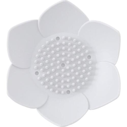 Flexible Silicone Bathroom Shower Soap Box Dish Storage Plate Tray Drain Holder Flower Soapbox