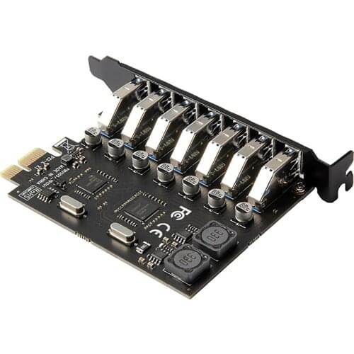 PCI-E Expansion Card PCI-E 1X to 7 USB3.0 Adapter Card High Speed Transmission Converter Card Desktop Computer Expansion Card