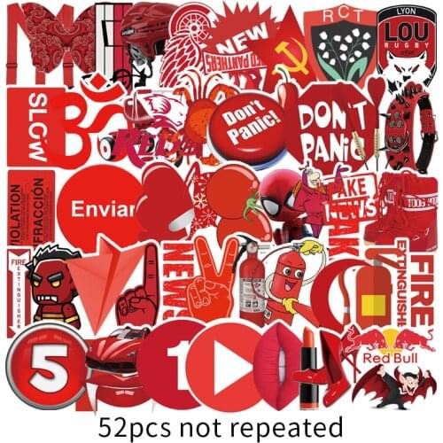 Red Hipster Journal Stickers Aesthetic Scrapbooking DIY Moto Car Sticker Laptop Waterproof Graffiti Luggage Label Stickers