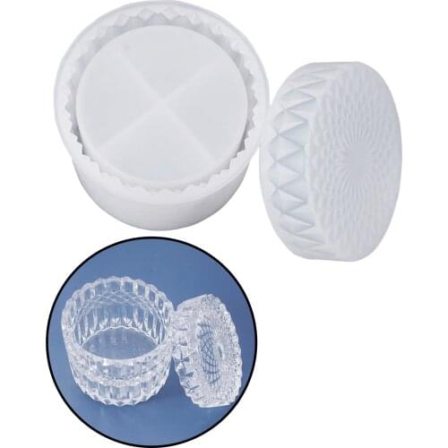 DIY Round Diamond Storage Box Shape Trinket Chest Resin Jewelry Silicone for